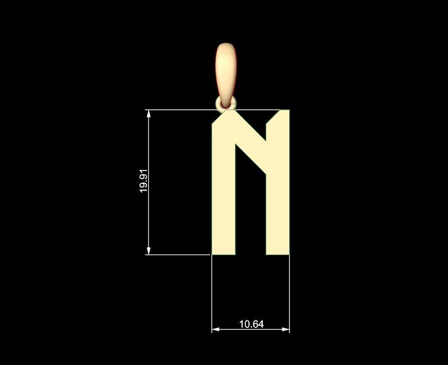 Initial Letters Pendant Theroar N 3D print model_4