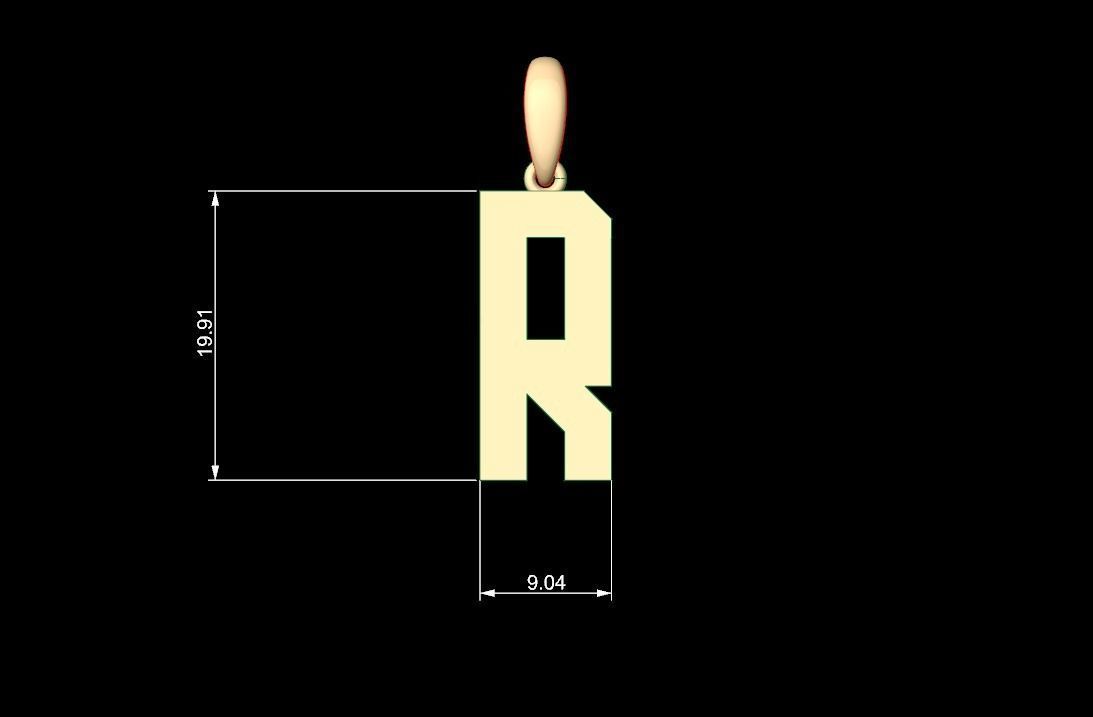Initial Letters Pendant Theroar R 3D print model_4
