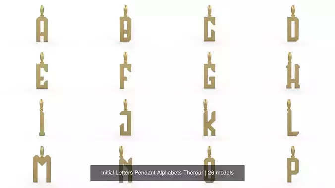 Initial Letters Pendant Alphabets Theroar 3D Model Collection