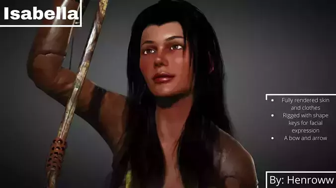 Isabella woman in outfit holding gun