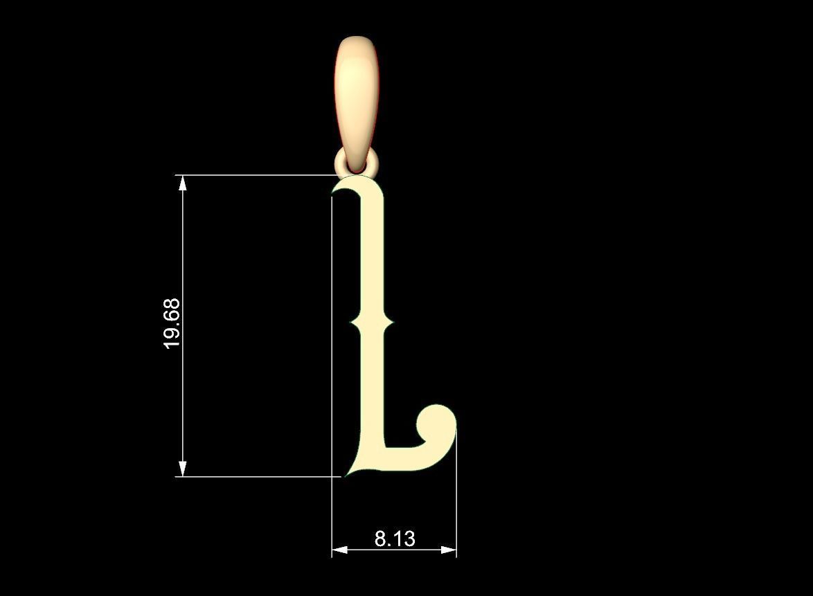 Initial Letters Pendant ChivelMind L 3D print model_4