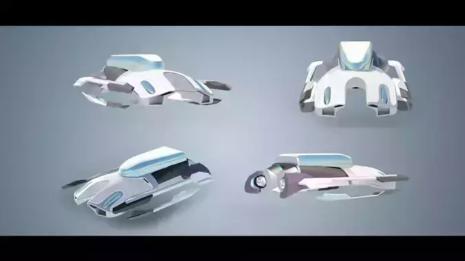 Simplistic Flying Vehicle 16 Low-poly 3D model