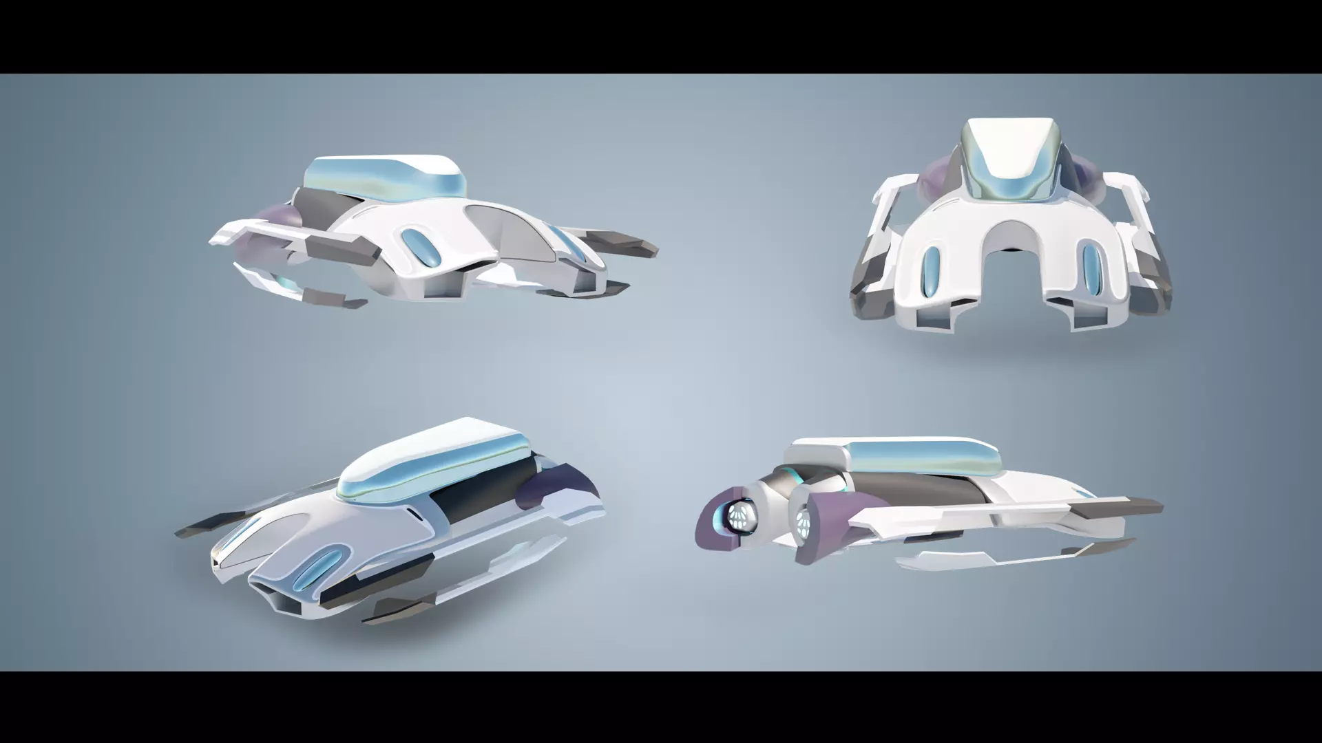 Simplistic Flying Vehicle 16 Low-poly 3D model_0