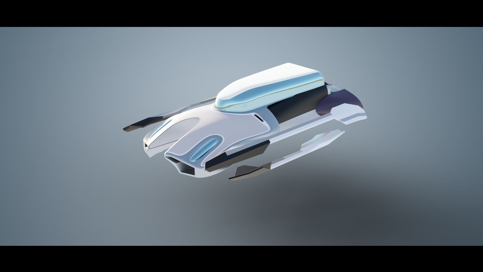Simplistic Flying Vehicle 16 Low-poly 3D model_2