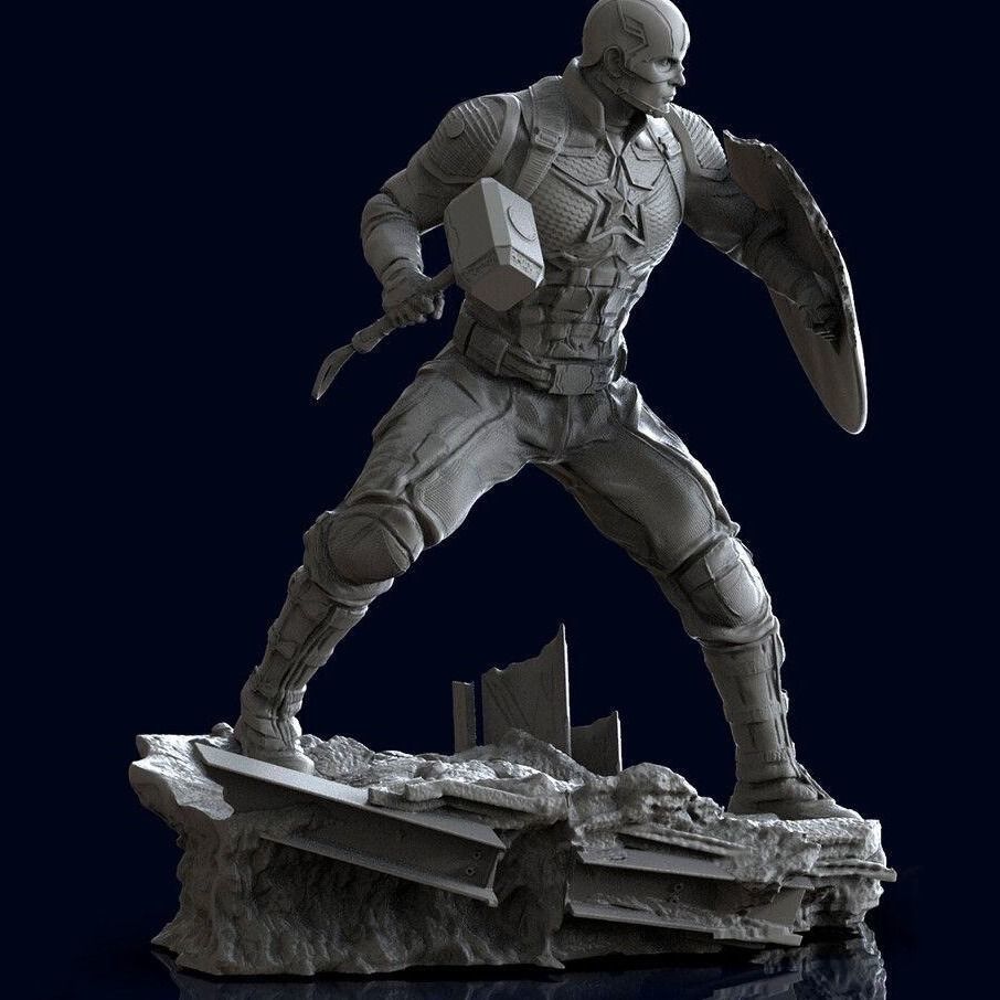 Captain America Statue 3D Model Ready to Print 3D print model_4