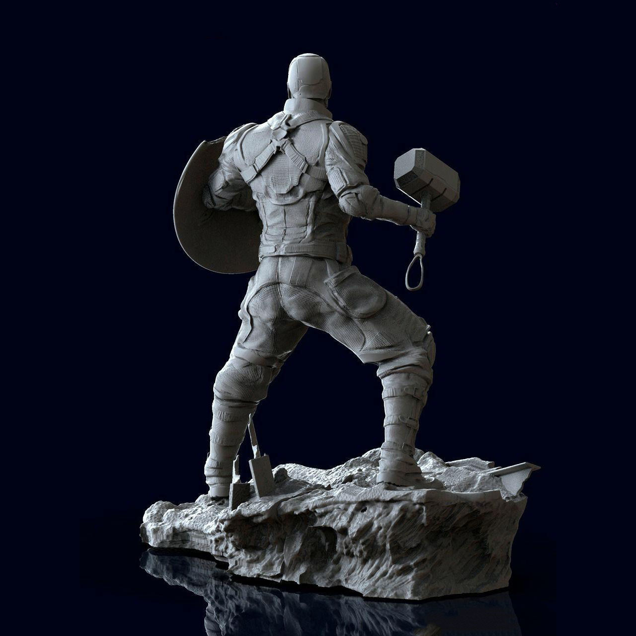 Captain America Statue 3D Model Ready to Print 3D print model_1