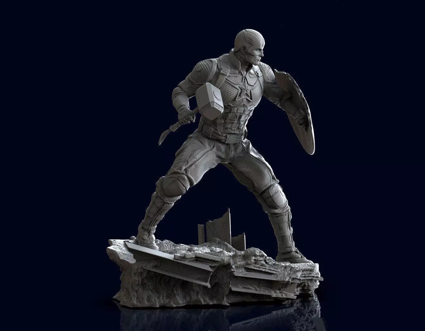 Captain America Statue 3D Model Ready to Print 3D print model_0