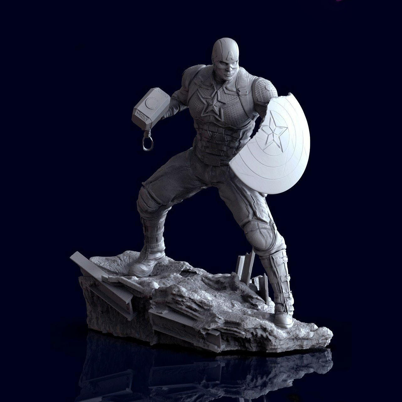 Captain America Statue 3D Model Ready to Print 3D print model_3
