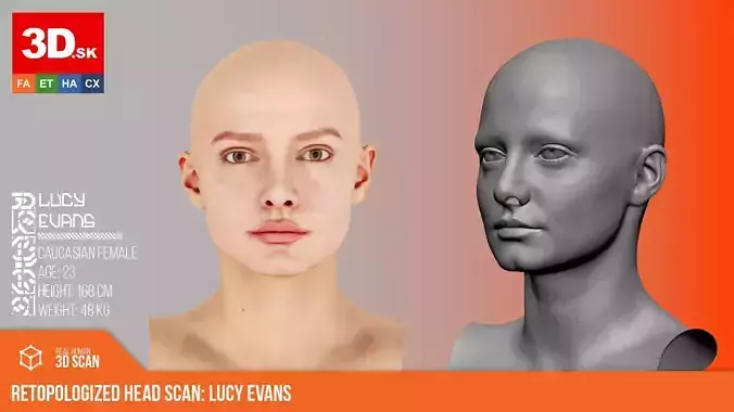 Retopologized Male 3D Head scan - Lucy Evans