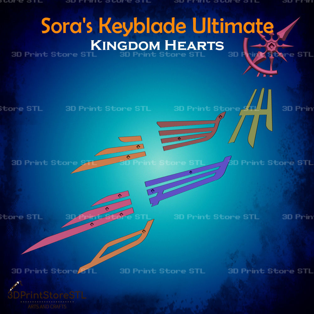 Sora Keyblade Ultima Cosplay Kingdom Hearts - STL File 3D print model_6