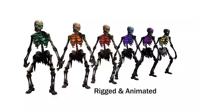 Skeleton Pack - Fully Rigged and Animated Low-poly 3D model
