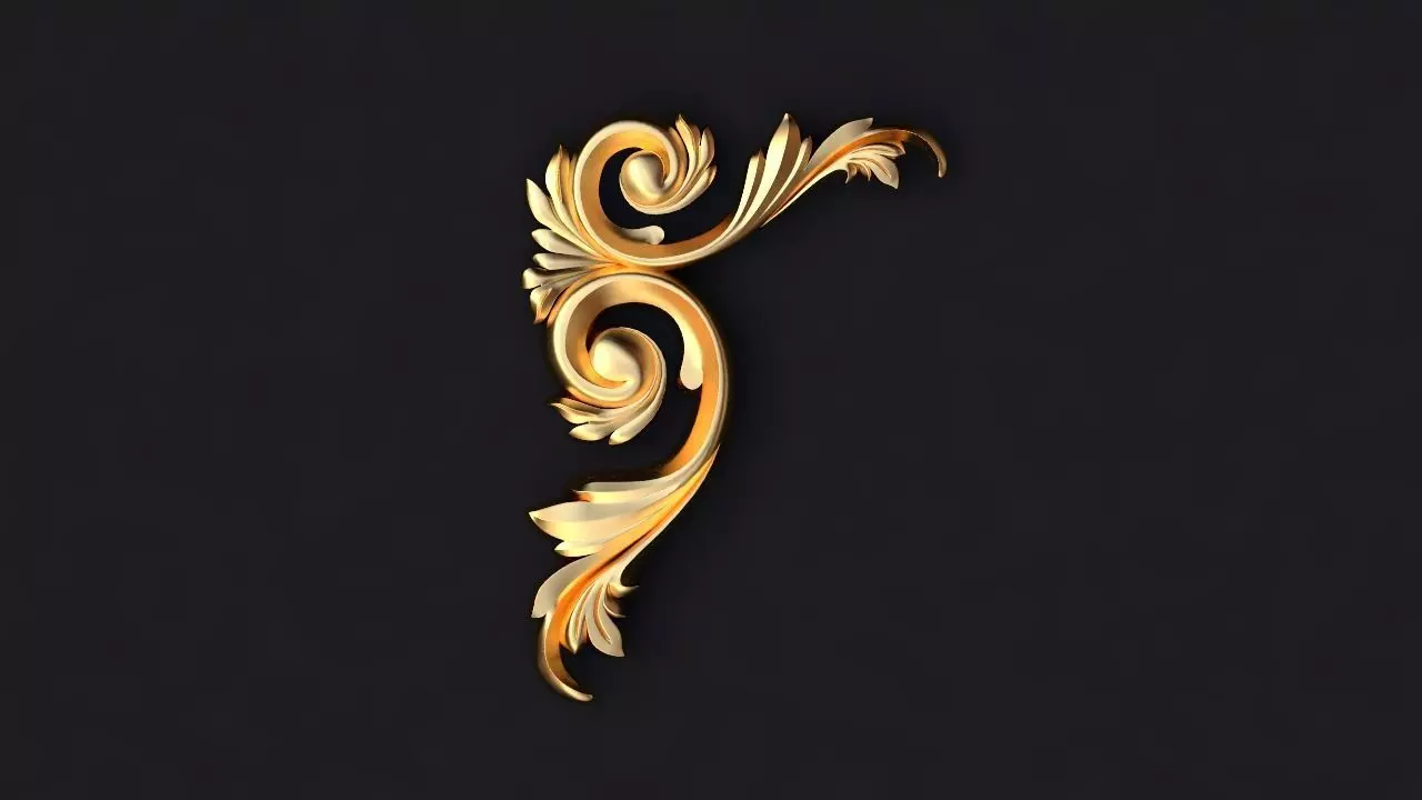 dekor ornate gold letter f 3D model_0