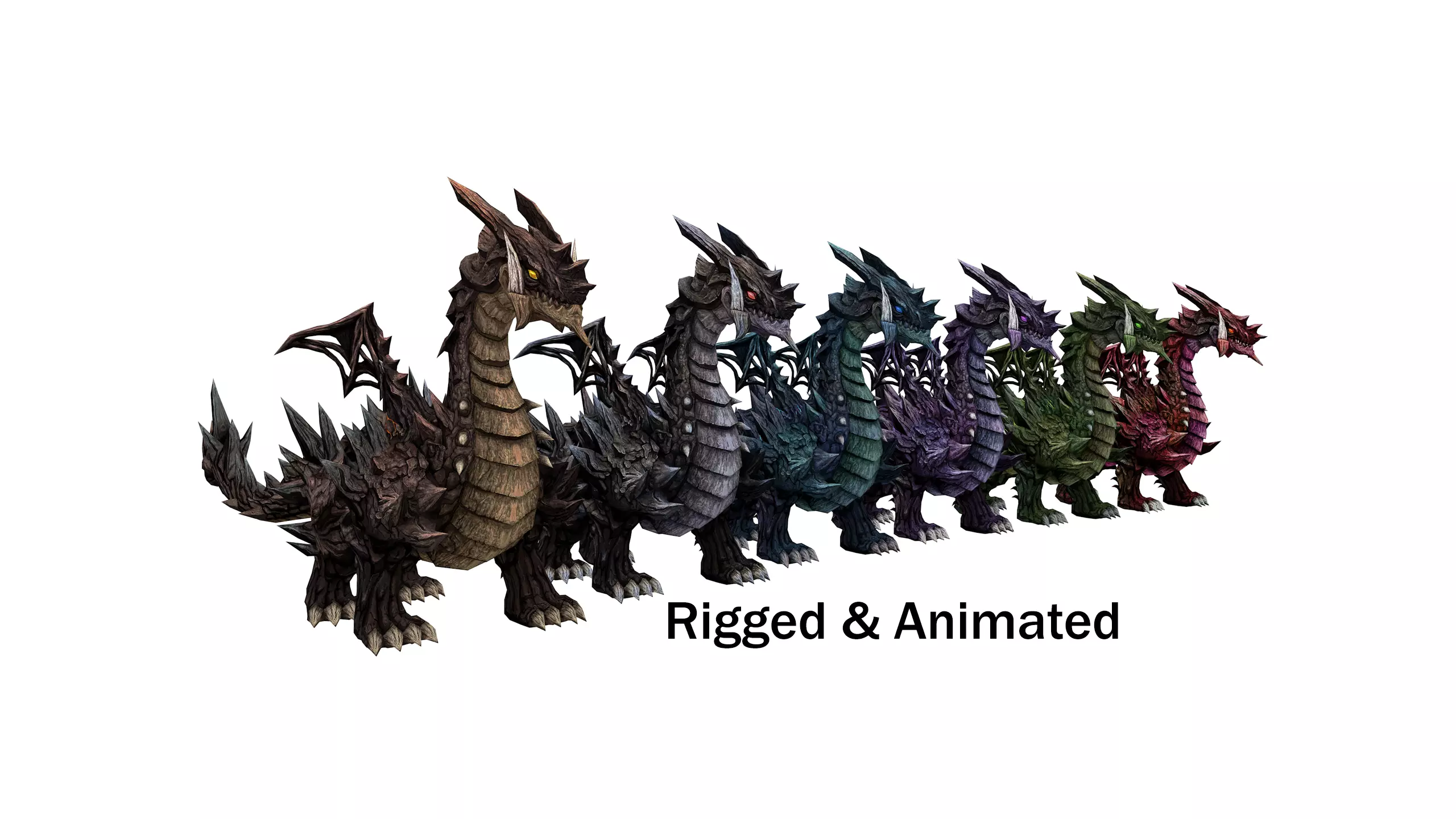 Dragon Pack - Fully Rigged and Animated Low-poly 3D model