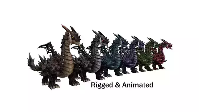 Dragon Pack - Fully Rigged and Animated Low-poly 3D model