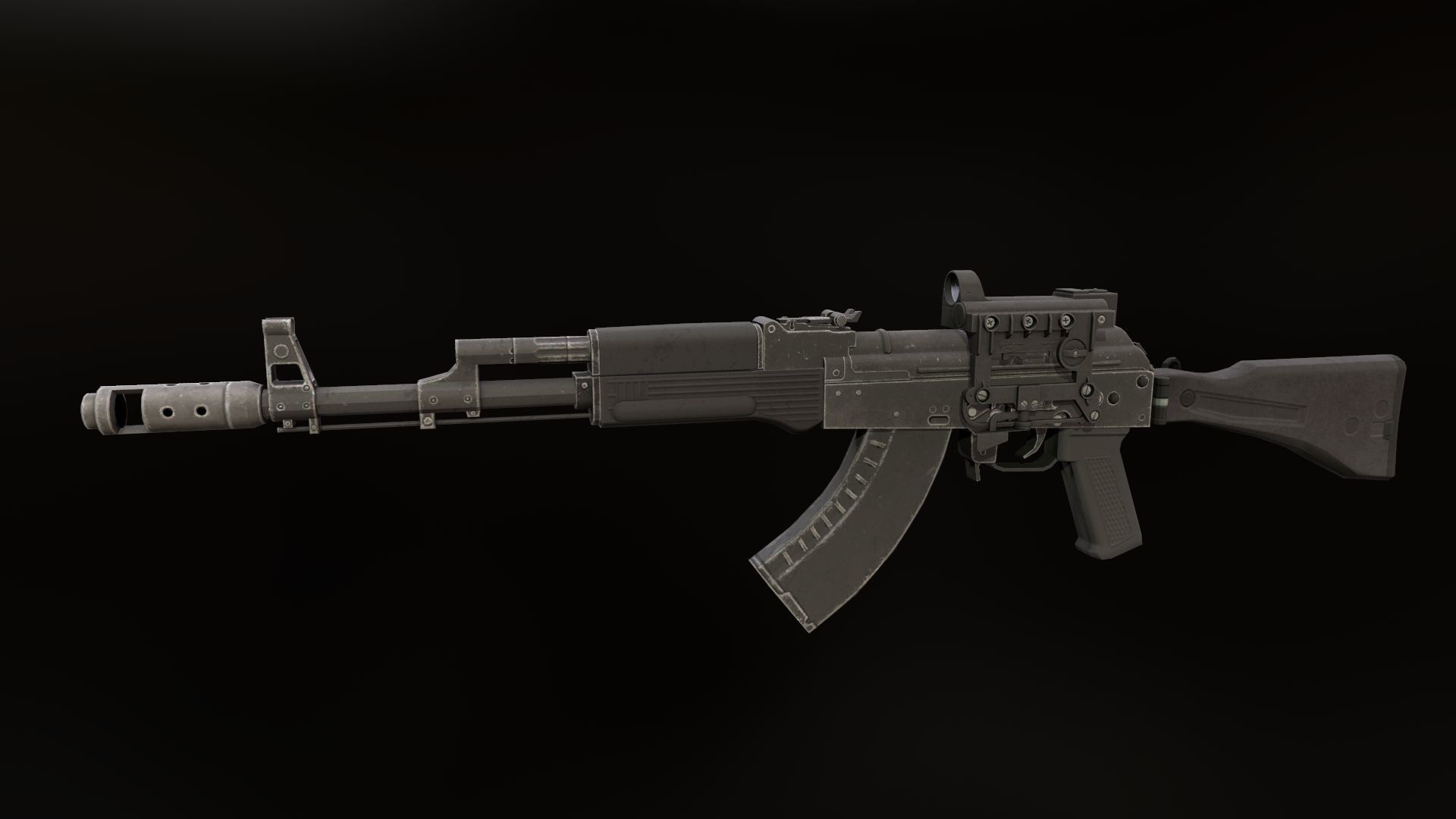 AK-47M ak - rifle Low-poly 3D model_1