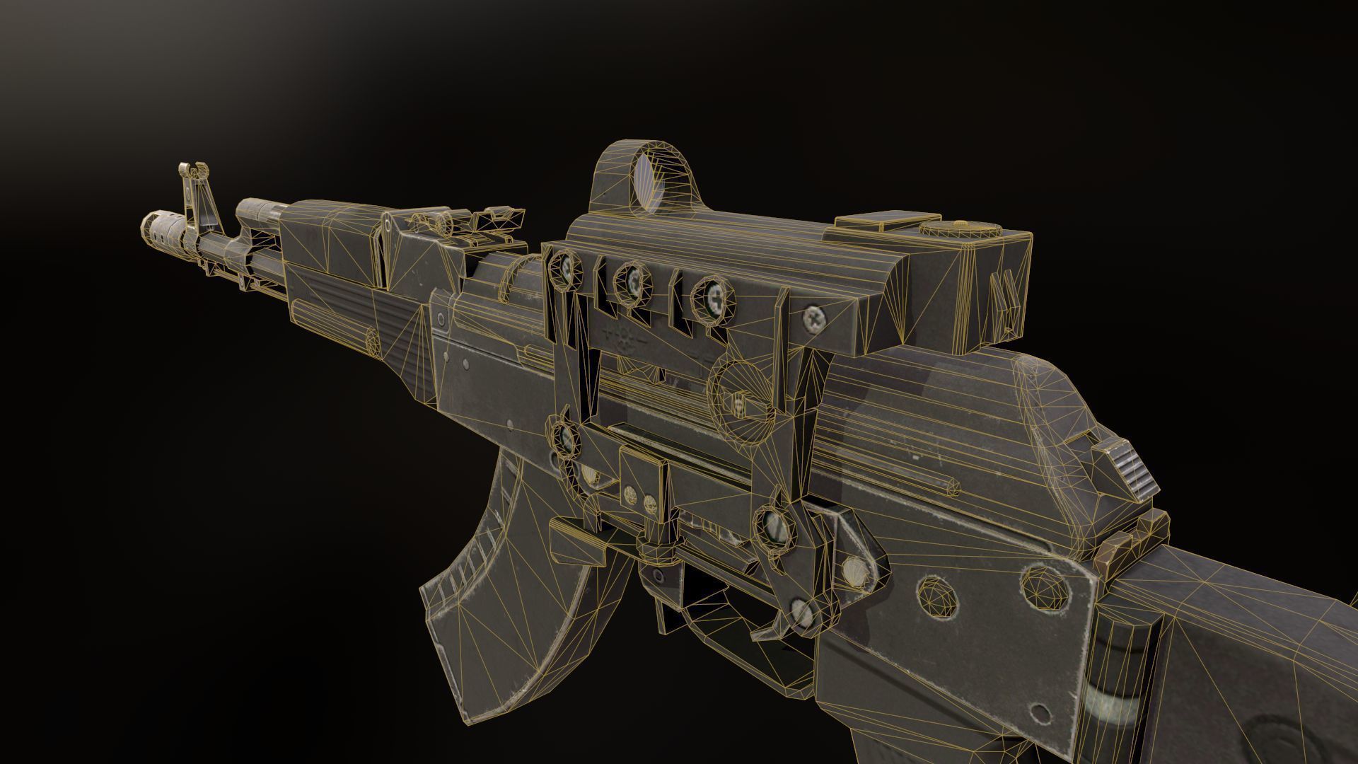 AK-47M ak - rifle Low-poly 3D model_6