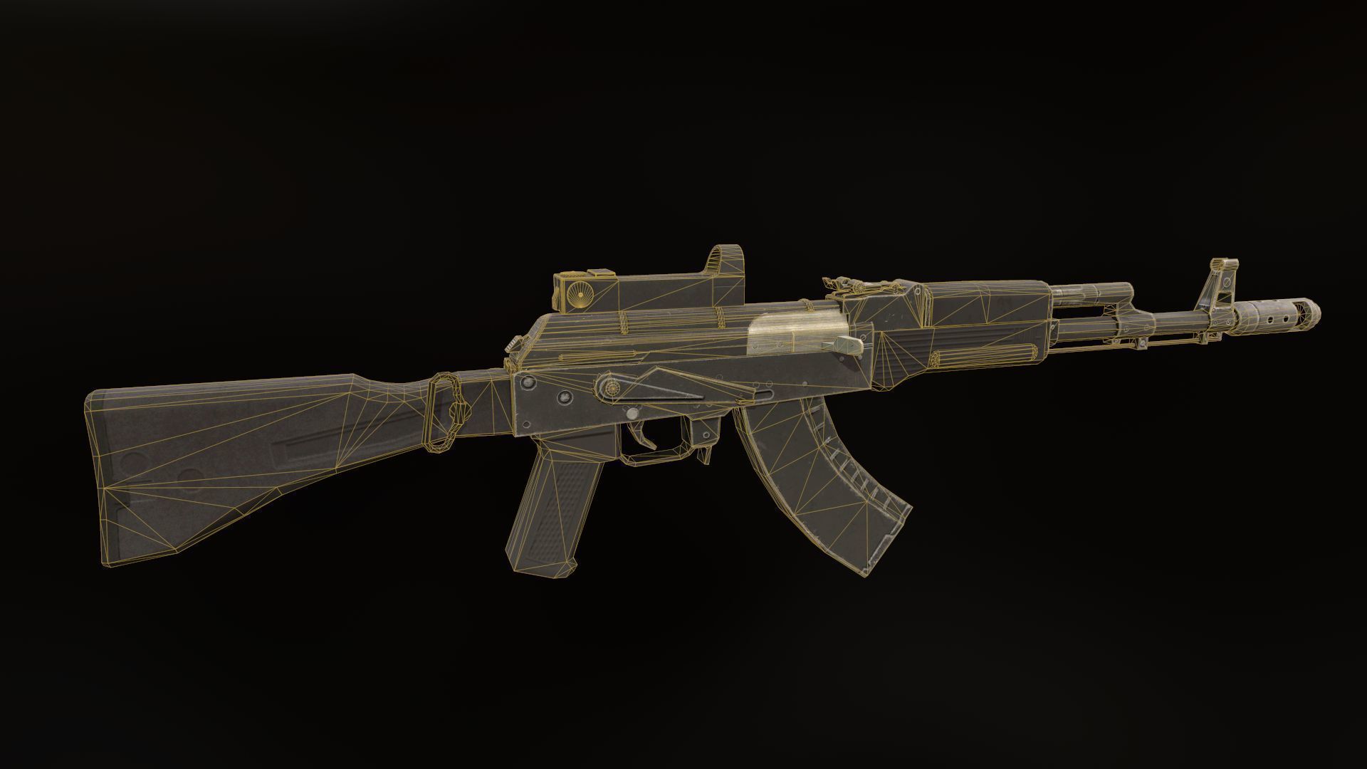 AK-47M ak - rifle Low-poly 3D model_10