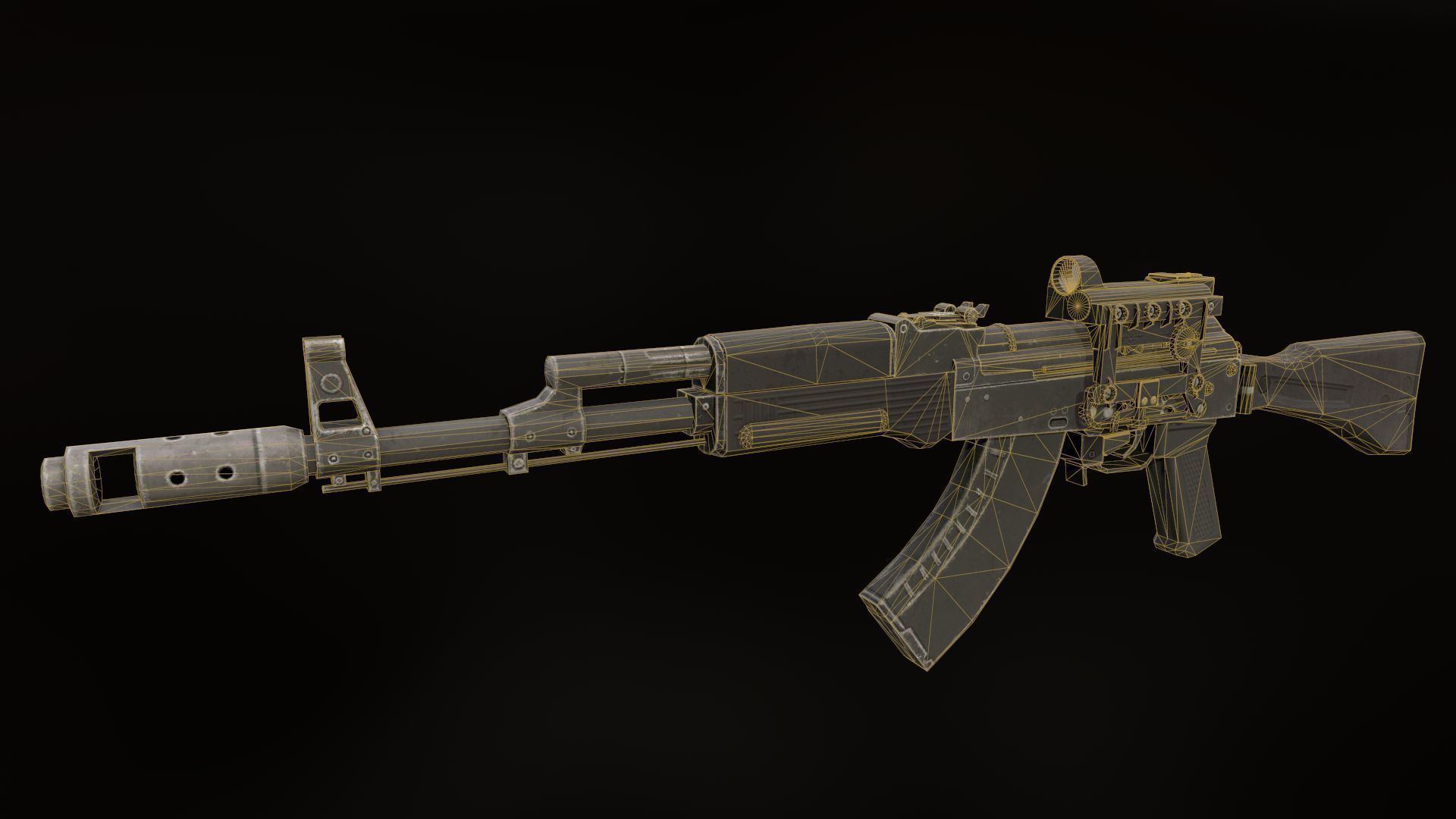 AK-47M ak - rifle Low-poly 3D model_4