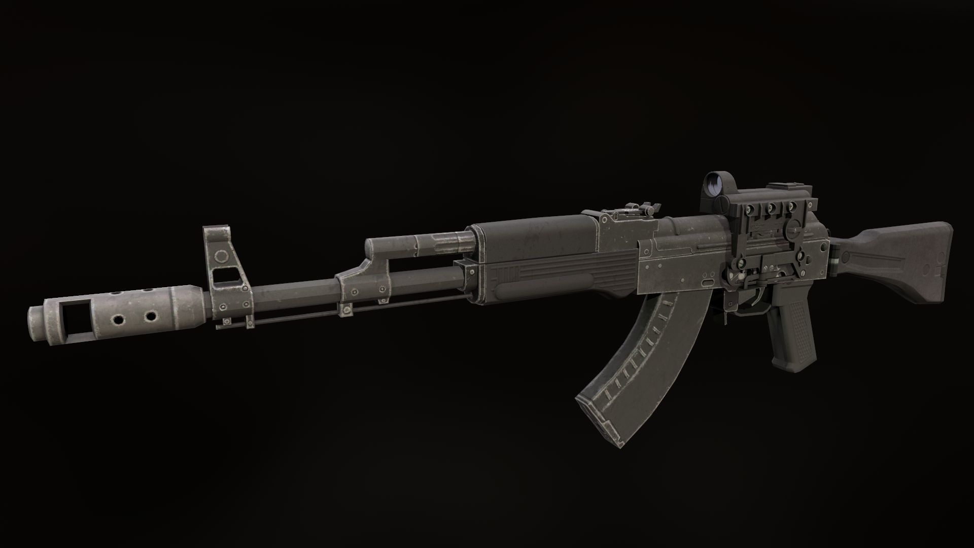 AK-47M ak - rifle Low-poly 3D model_3