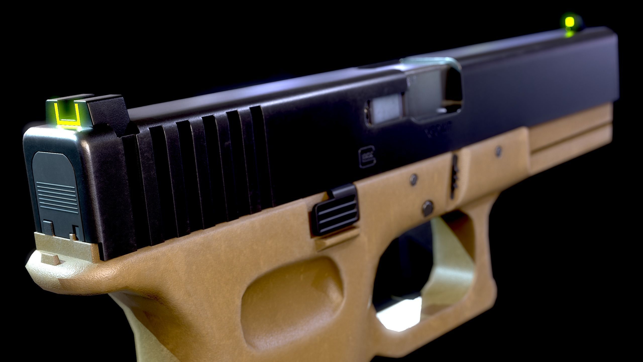 Glock pistol Low-poly 3D model_4