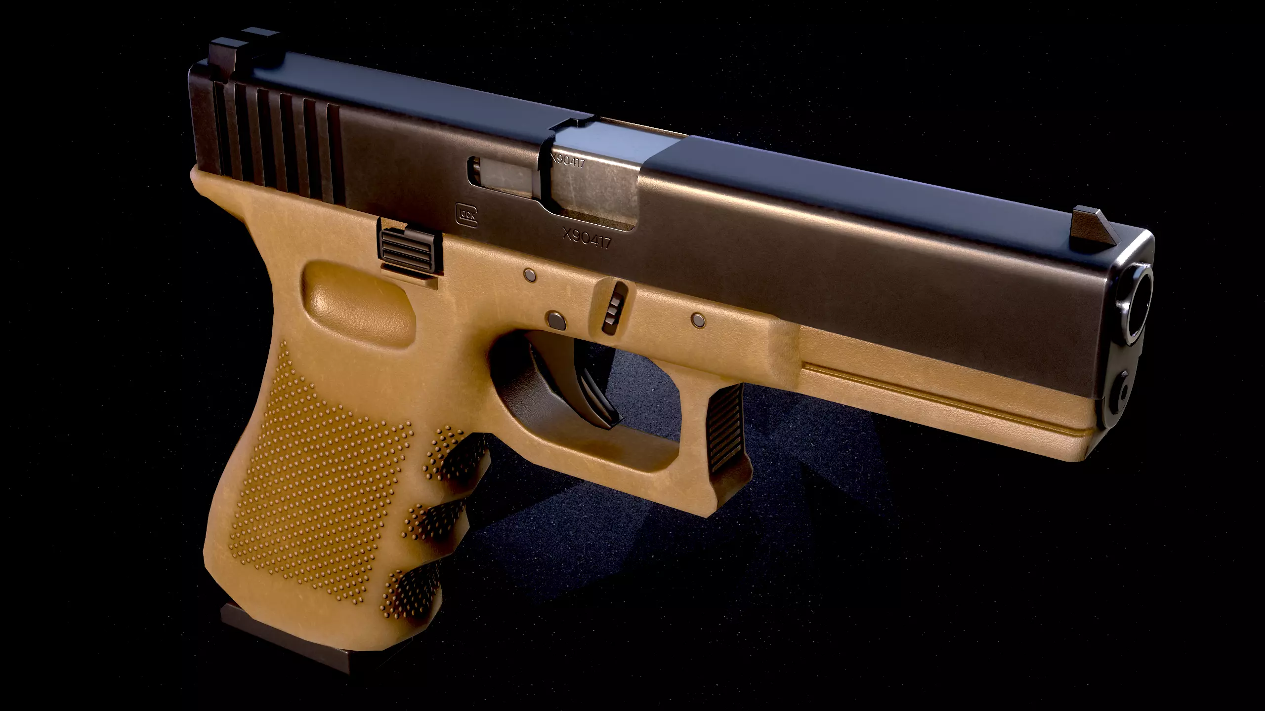 Glock pistol Low-poly 3D model_0