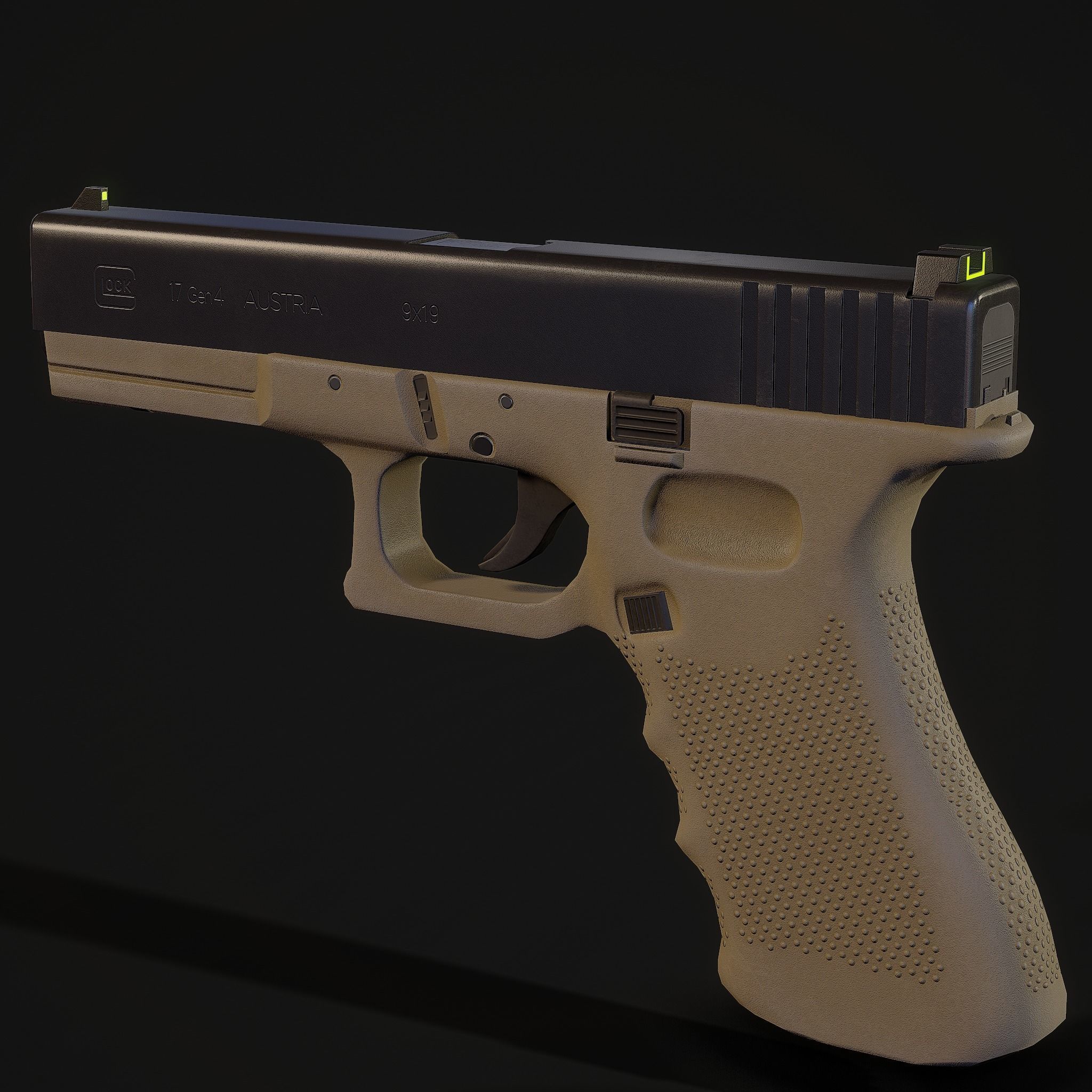 Glock pistol Low-poly 3D model_7