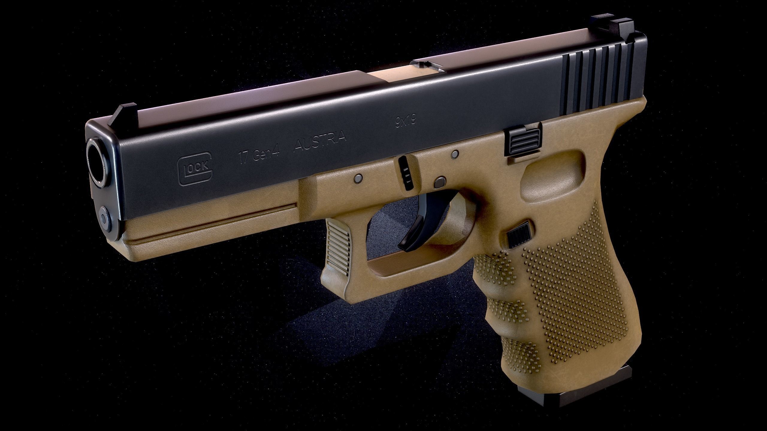 Glock pistol Low-poly 3D model_3