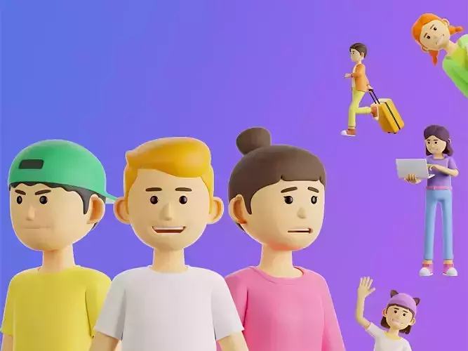 3D  Rigged Characters Pack 3D model
