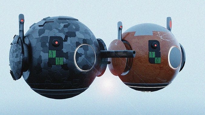 Drones spaceship flying in sky Free 3D model