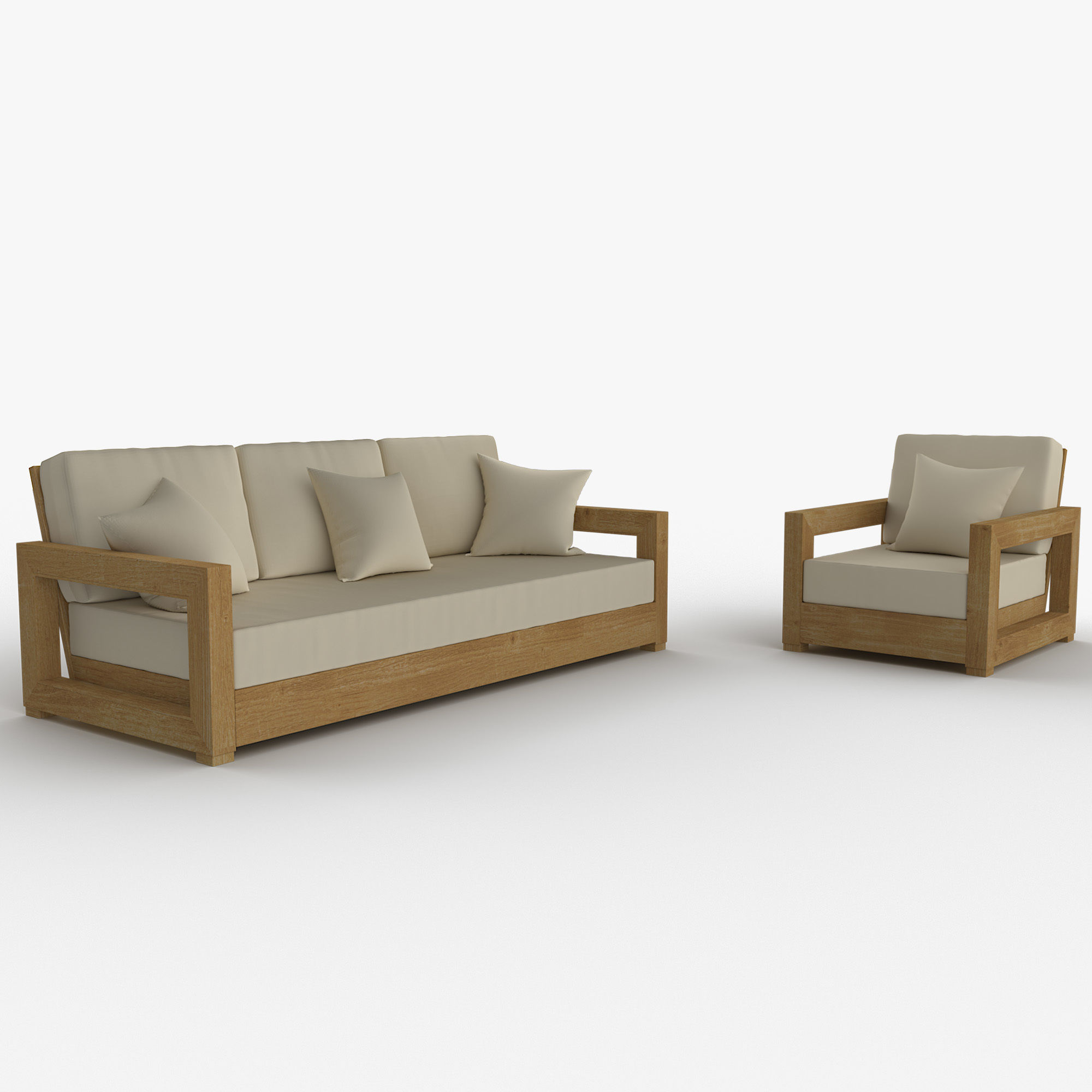 Montford Teak set 3D model_1