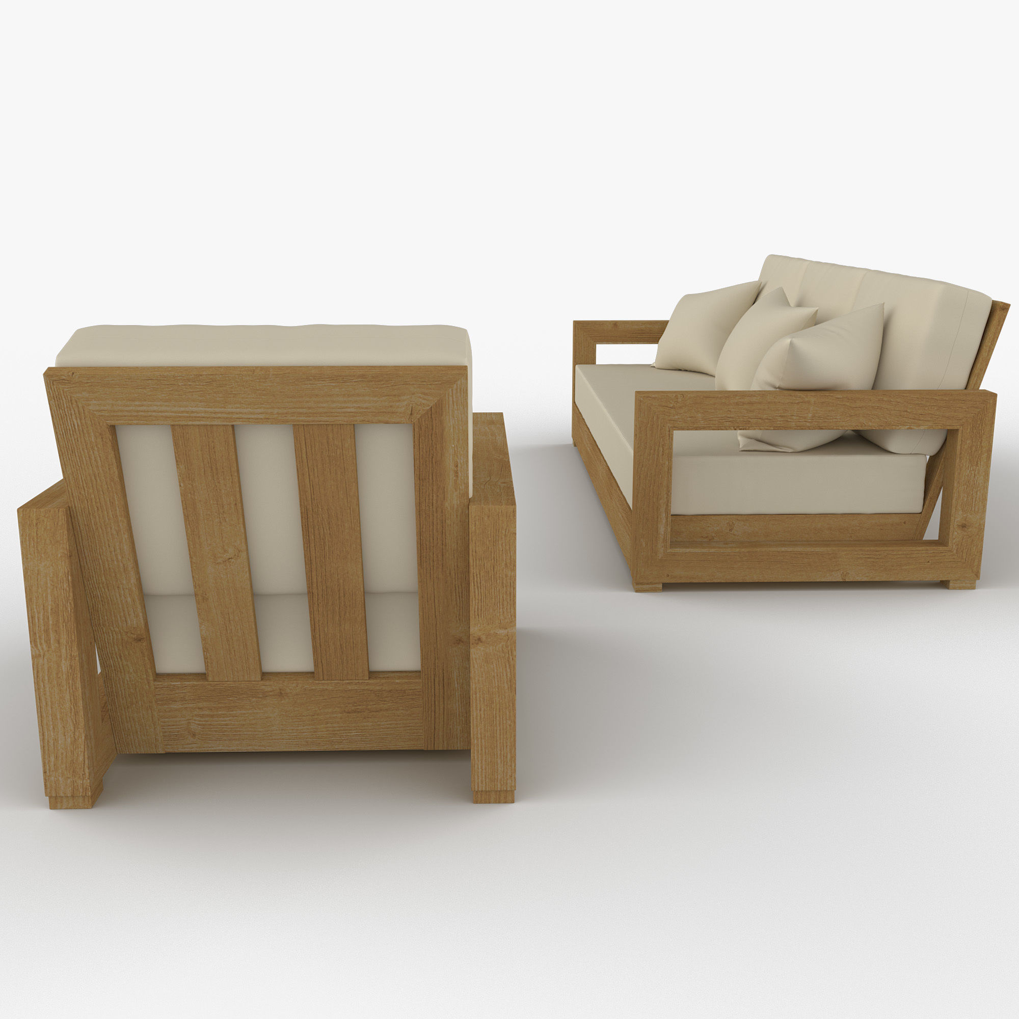 Montford Teak set 3D model_4