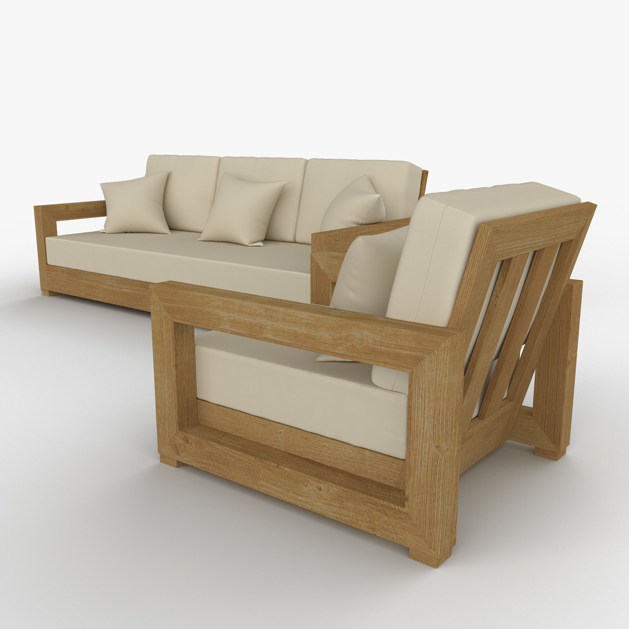 Montford Teak set 3D model_3