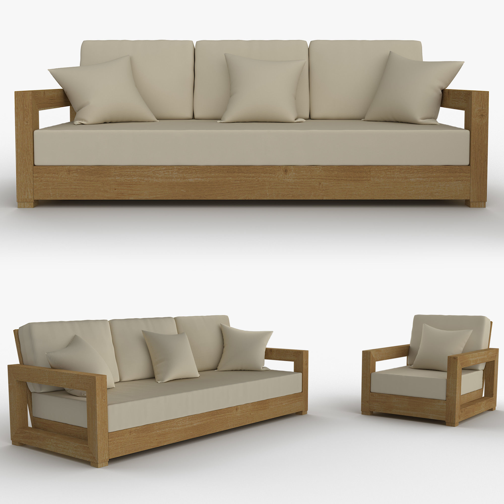Montford Teak set 3D model_9