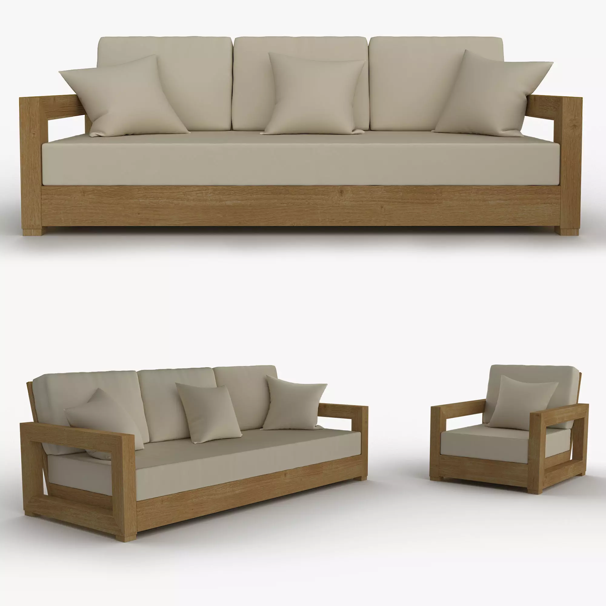 Montford Teak set 3D model_0