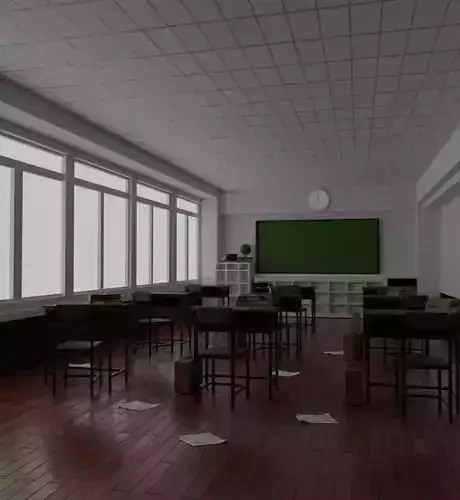 Realistic classroom interior for editorial Purposes