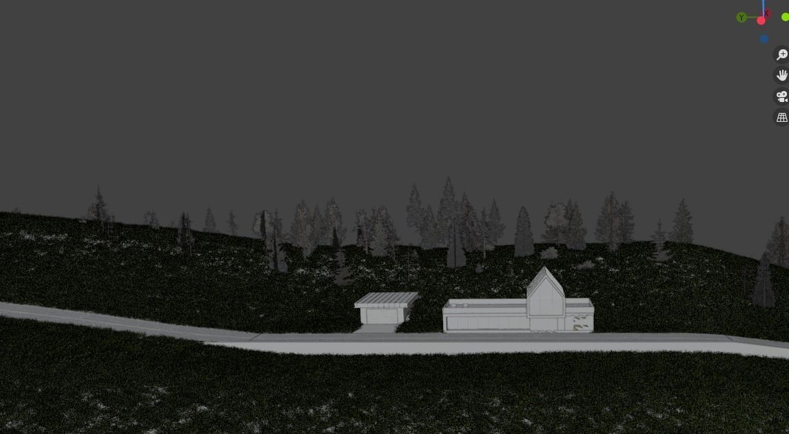 Modern house on a hill with road for car animations  Free low-poly 3D model_5