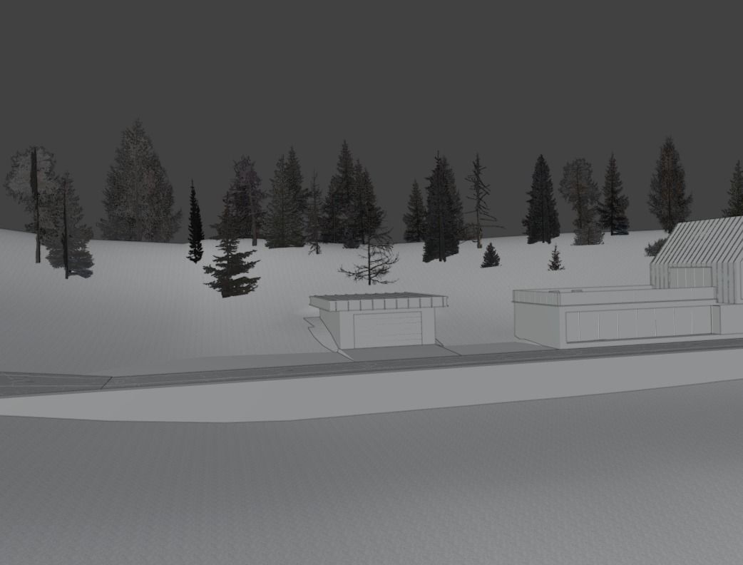 Modern house on a hill with road for car animations  Free low-poly 3D model_3