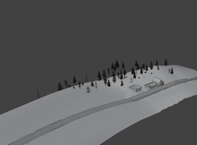 Modern house on a hill with road for car animations  Free low-poly 3D model_4