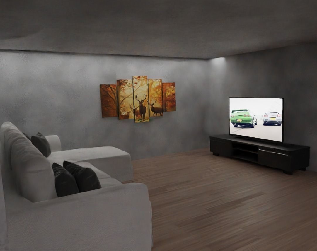 Modern house on a hill with road for car animations  Free low-poly 3D model_2