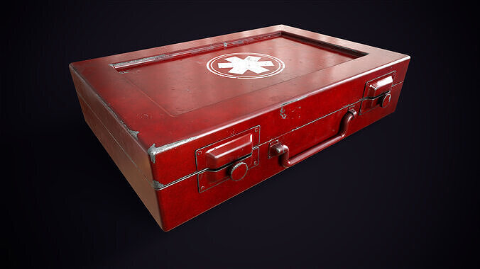 Metal case first aid kit Low-poly 3D model