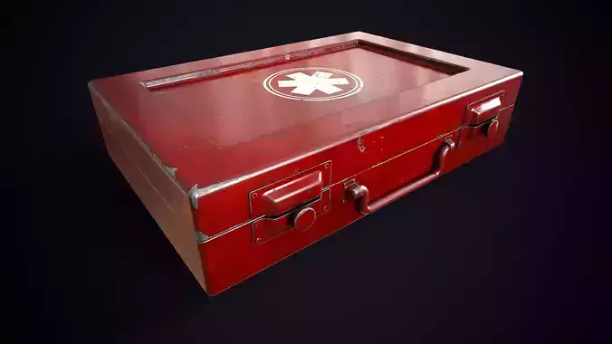 Metal case first aid kit Low-poly 3D model