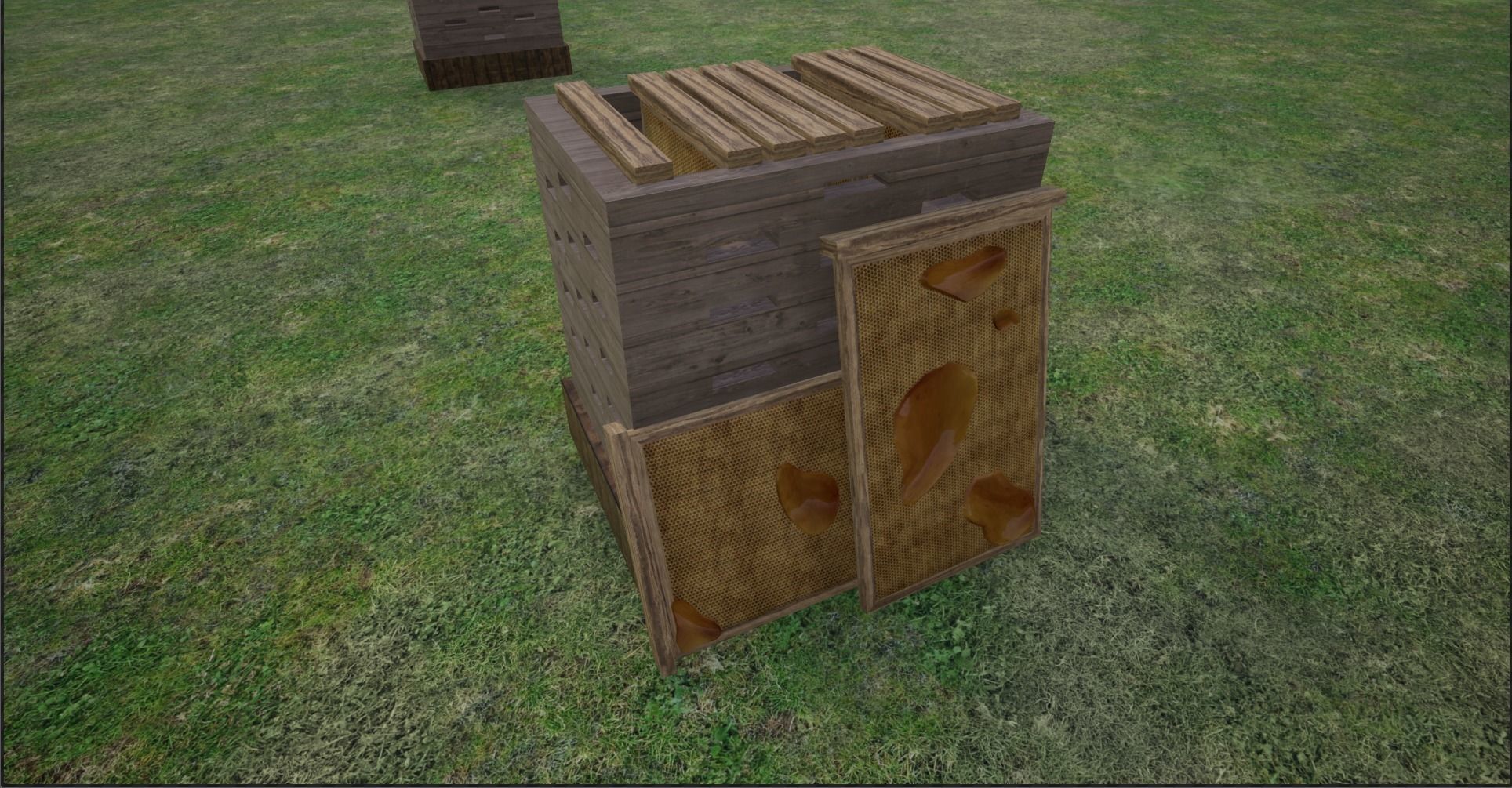 Modular Lowpoly Beehives-Honey Box-Bee Farm Low-poly 3D model_7