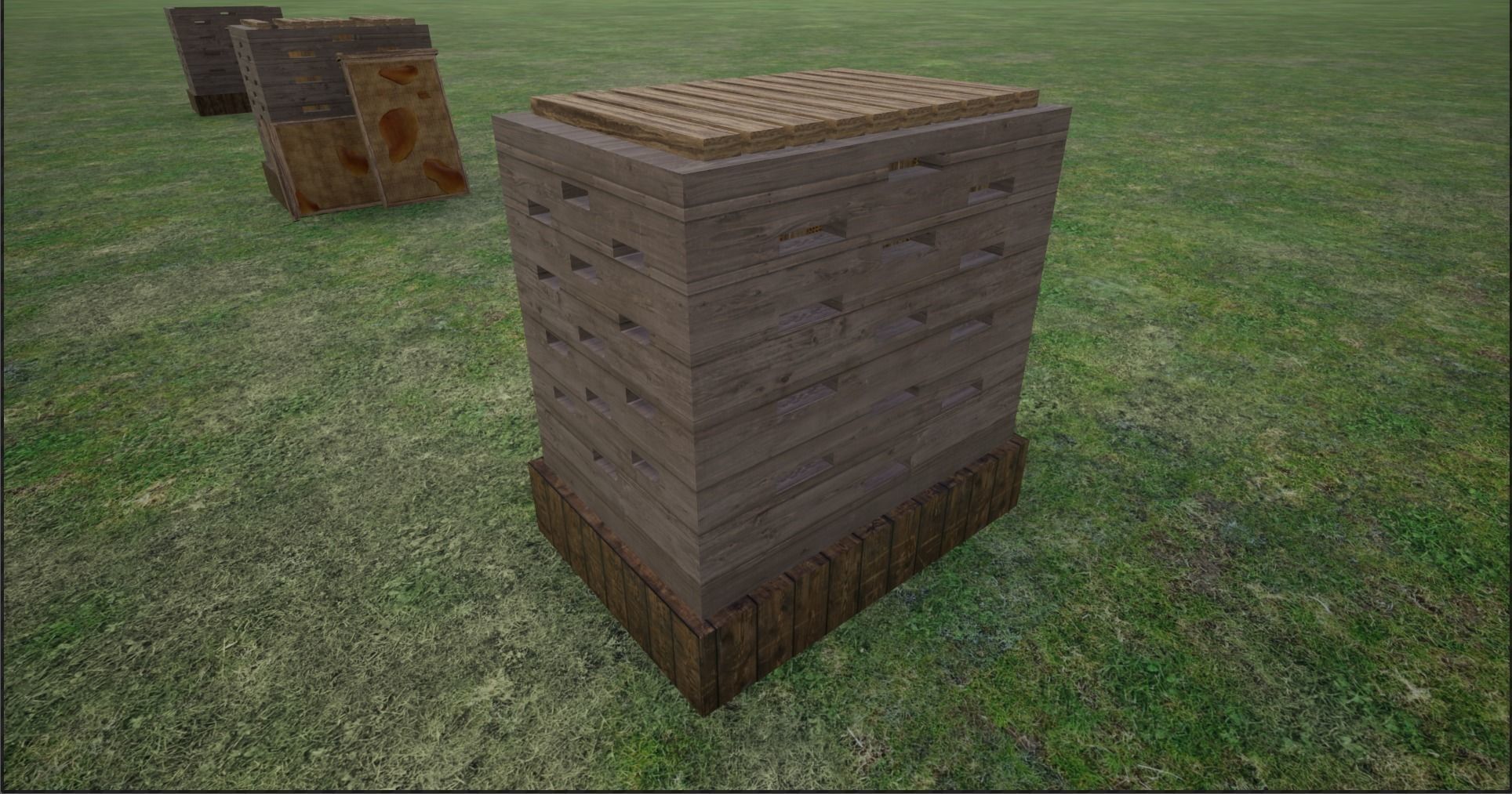 Modular Lowpoly Beehives-Honey Box-Bee Farm Low-poly 3D model_20