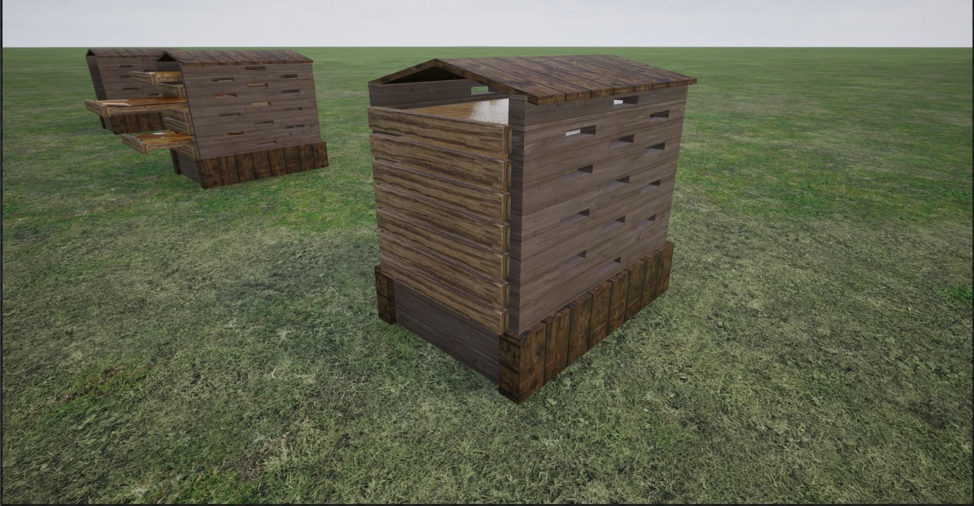 Modular Lowpoly Beehives-Honey Box-Bee Farm Low-poly 3D model_18