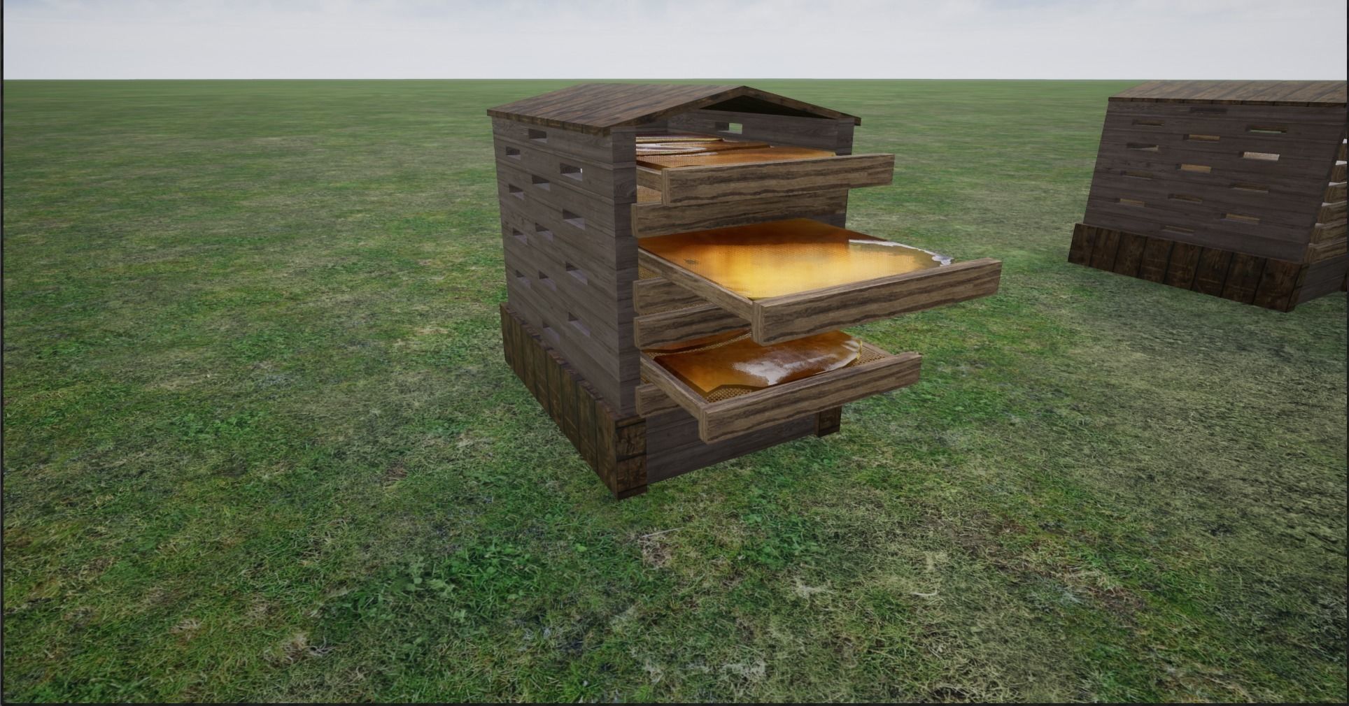 Modular Lowpoly Beehives-Honey Box-Bee Farm Low-poly 3D model_8