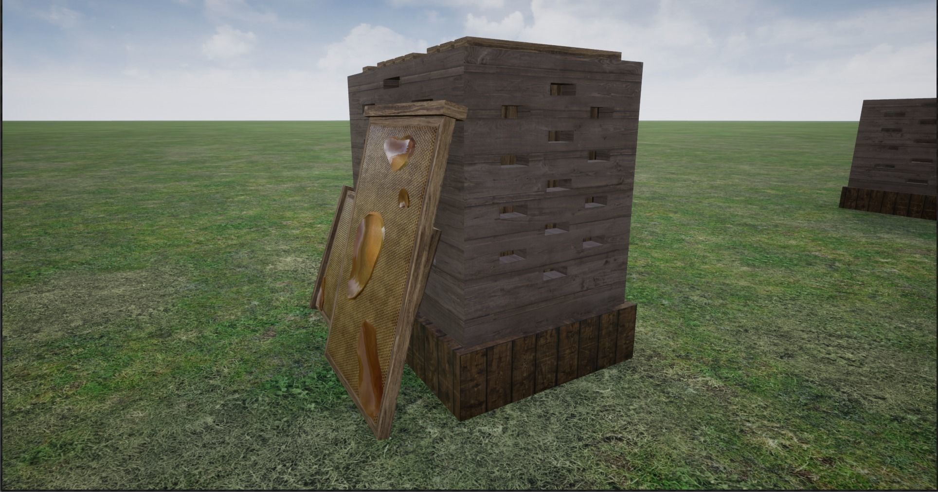 Modular Lowpoly Beehives-Honey Box-Bee Farm Low-poly 3D model_21