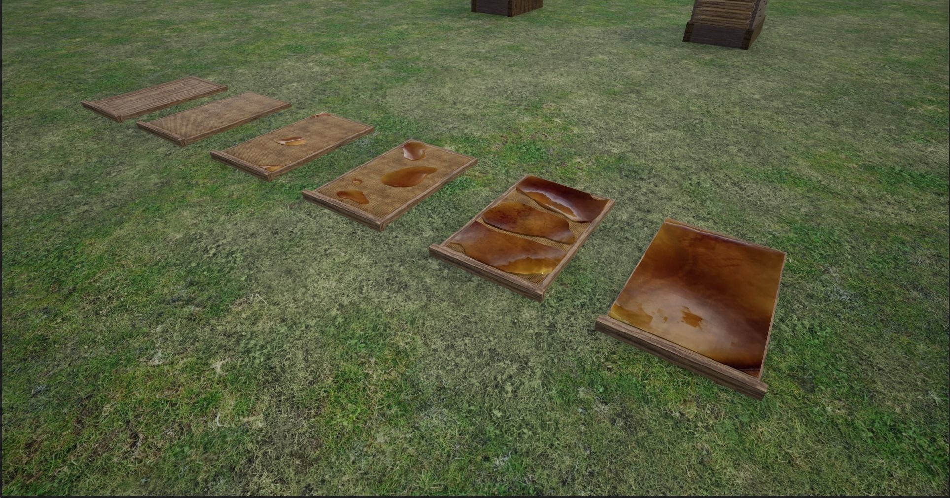 Modular Lowpoly Beehives-Honey Box-Bee Farm Low-poly 3D model_11