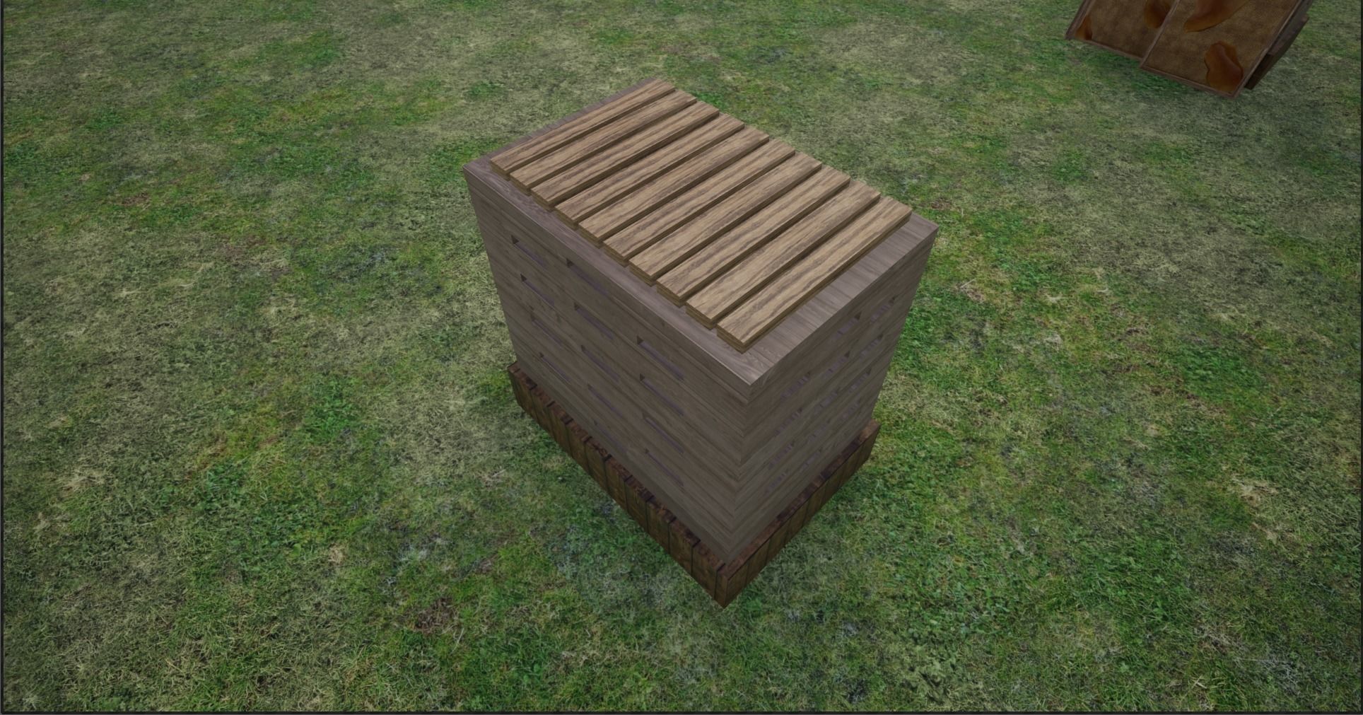 Modular Lowpoly Beehives-Honey Box-Bee Farm Low-poly 3D model_19
