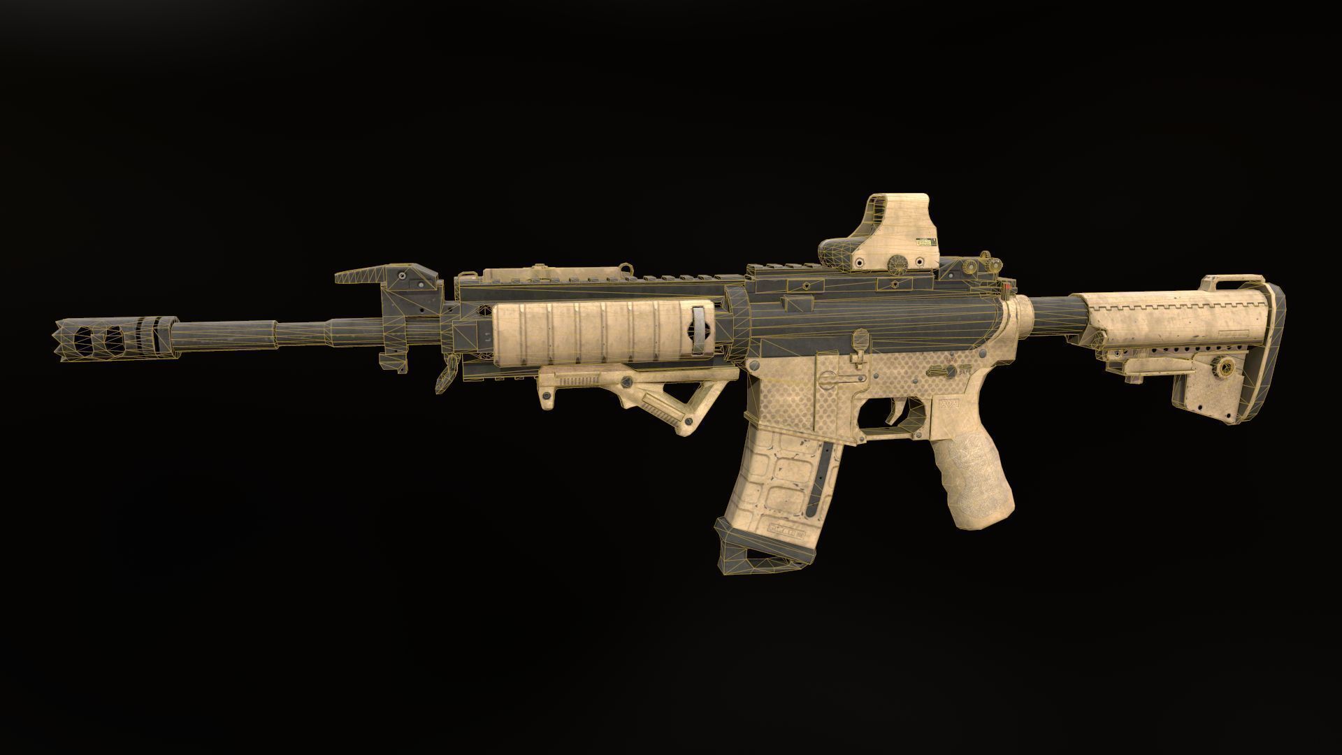 Assault rifle M4 Low-poly 3D model_2