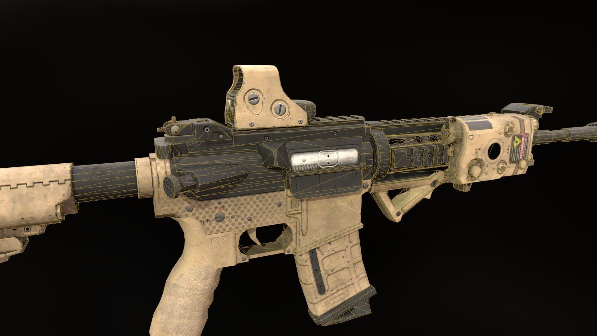 Assault rifle M4 Low-poly 3D model_8